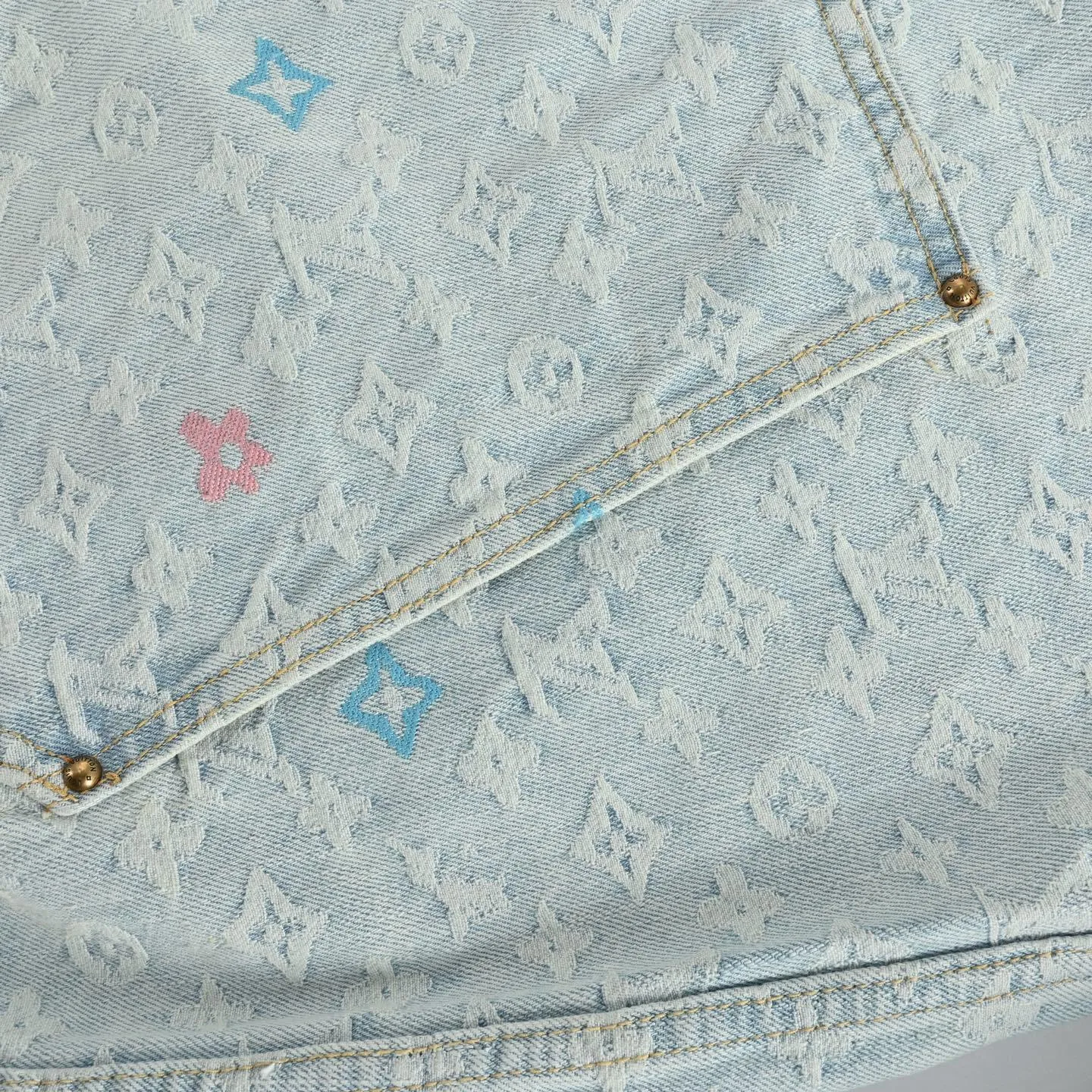 Louis Vuitton/Louis Vuitton 25Fw old flower jacquard embroidered zipper hooded denim jacket